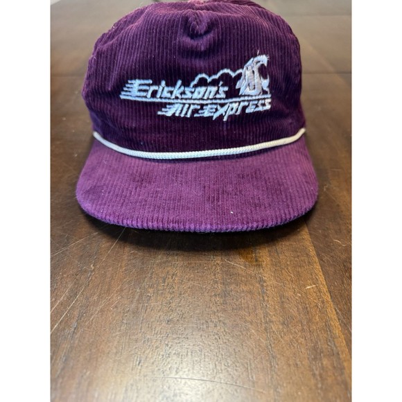 Vintage 80s Washington State Cougars Erickson Football Corduroy Rope Hat Crimson